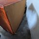 Rattan chest of drawers with one large drawer and two hinged doors - mahogany color