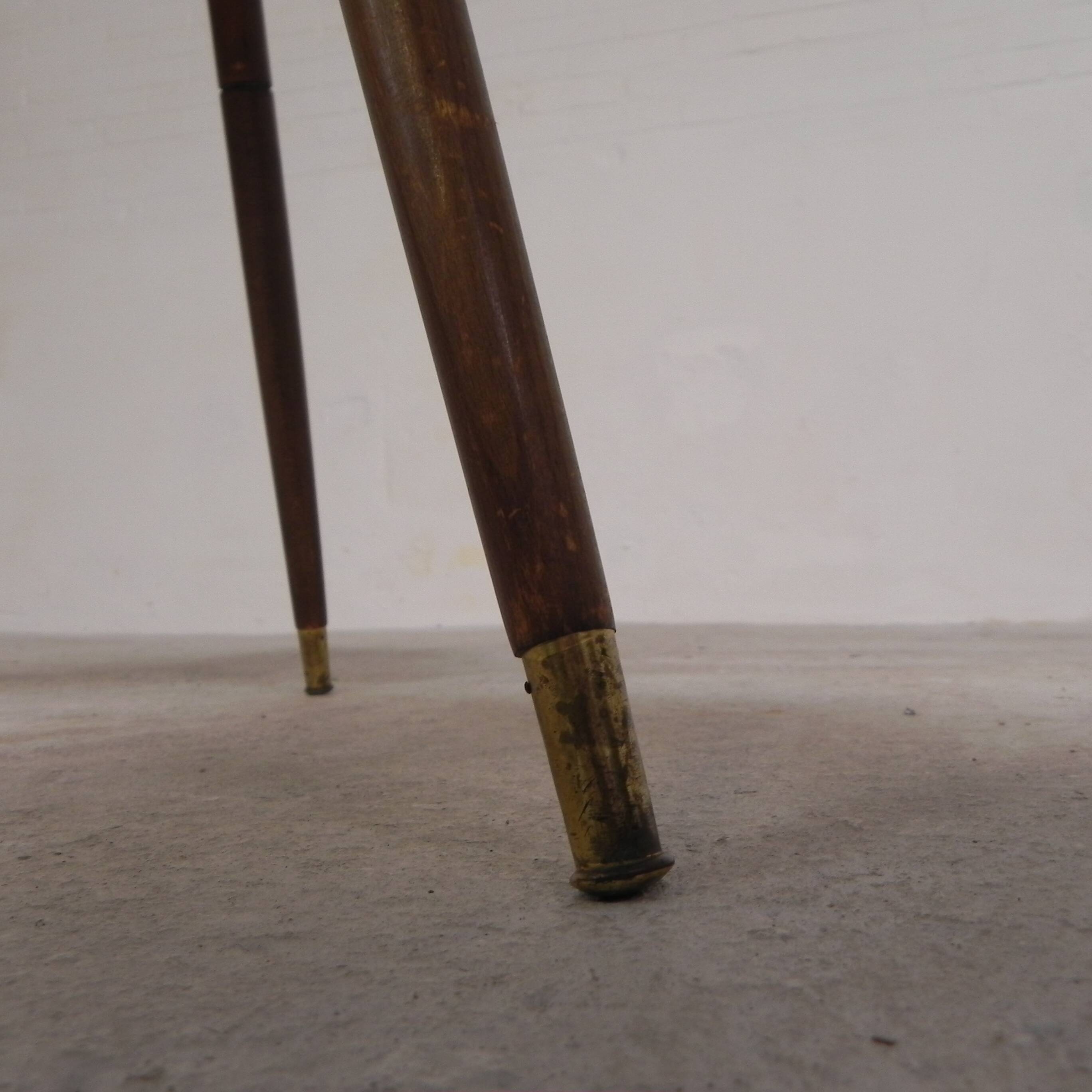 Triangular vintage side table, coffee table, tripod