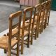 6 vintage solid oak wood straw dining chairs