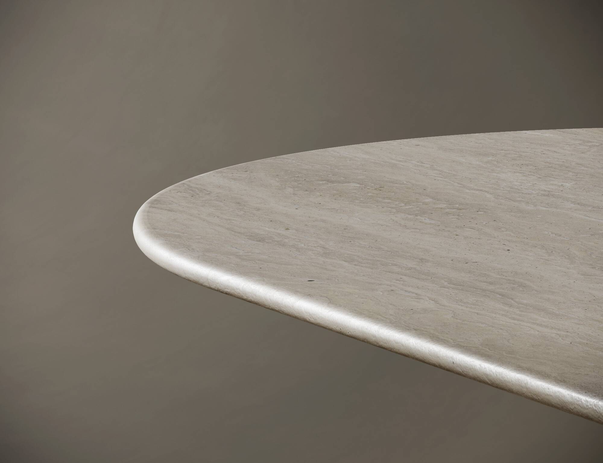 Oval Travertine Dining Table - Fluted Legs