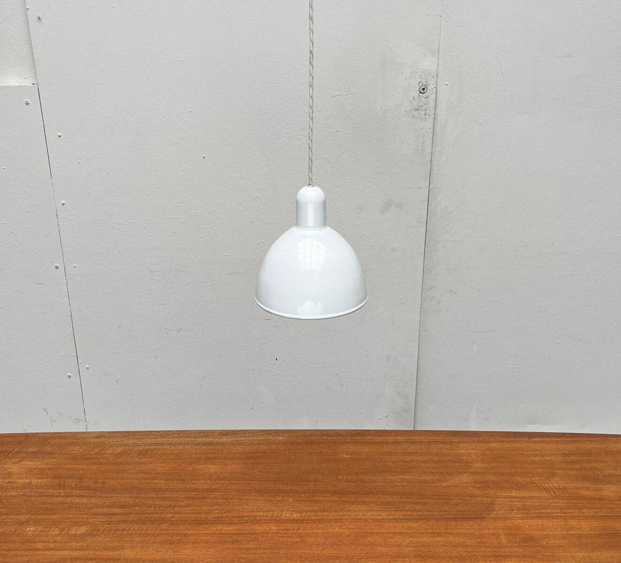 Vintage Danish enamelled pendant lamp model ES by Edgar Schlaefle for Louis Poulsen, 1980s.