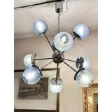 Mid-Century Modern Sputnik "Pulegoso" Blue Murano Glass Chandelier