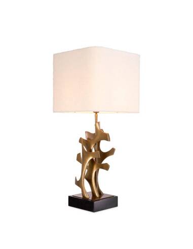 Pair of patinated brass table lamps with black granite base.
