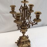 Ancient bronze candelabra 5 branches on a pedestal resting lion legs H-45cm- P-24cm