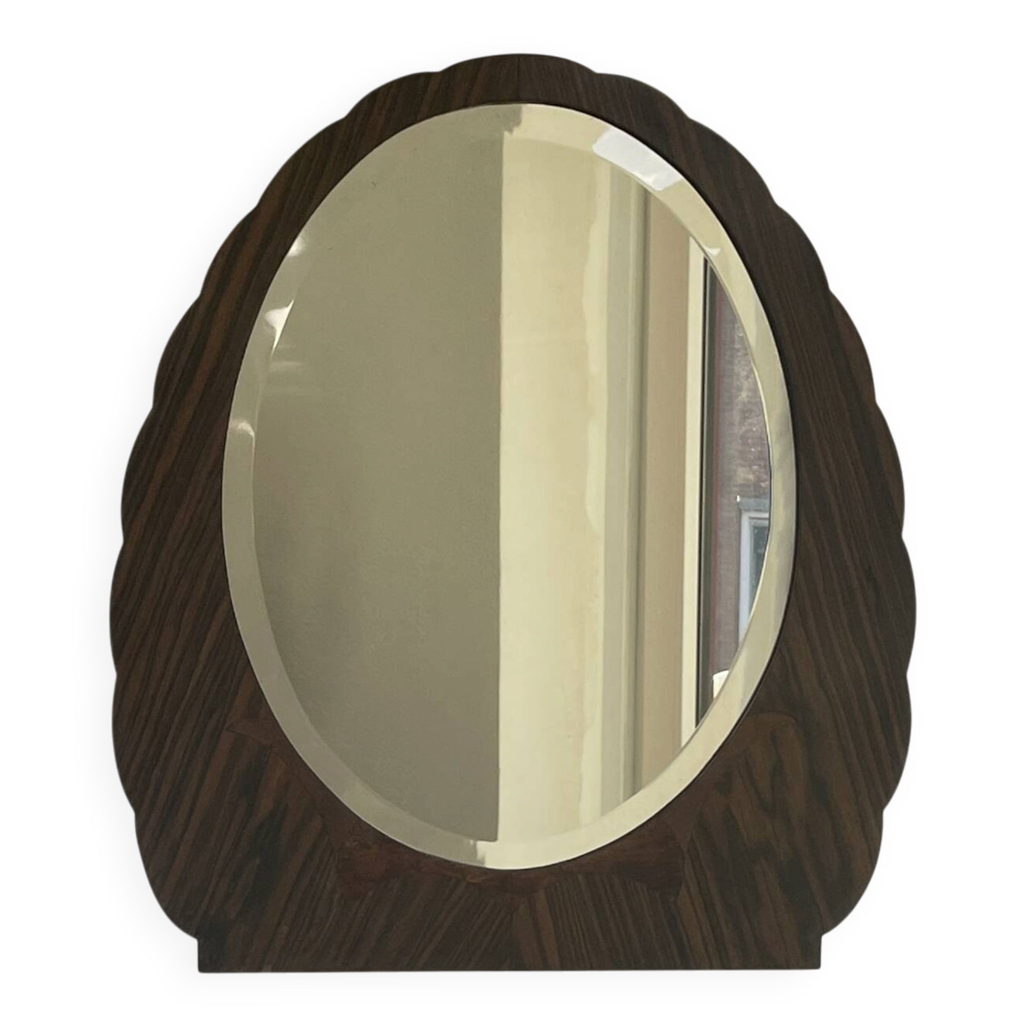 Art Deco, oval mirror from palisander wood
