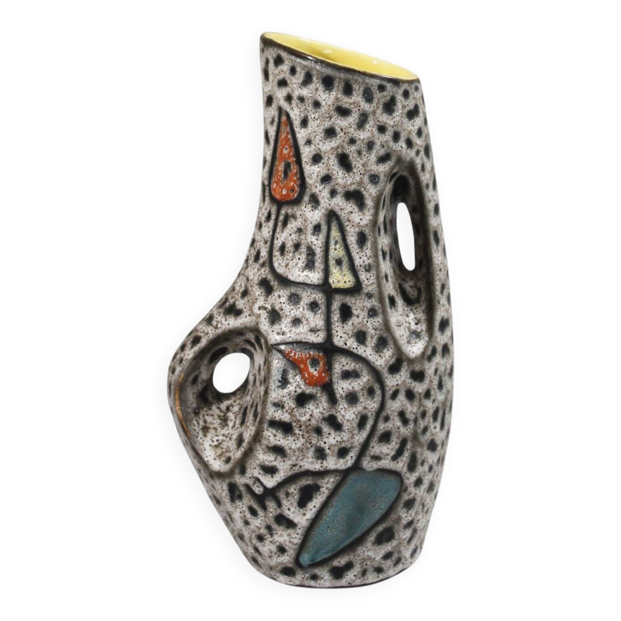 Marius Bessone in Vallauris large free-form vase with abstract decoration 1950s