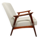 Vintage light gray armchair dark wood Scandinavian design 1970