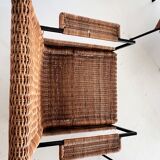 Rattan wicker and iron lounge chairs, set of 4