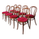 Set of 8 Vintage Bentwood Bistro Chairs: Red Upholstery