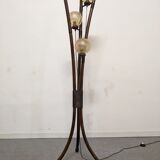 Tripod lamp in bamboo and glass from the 60s/70s