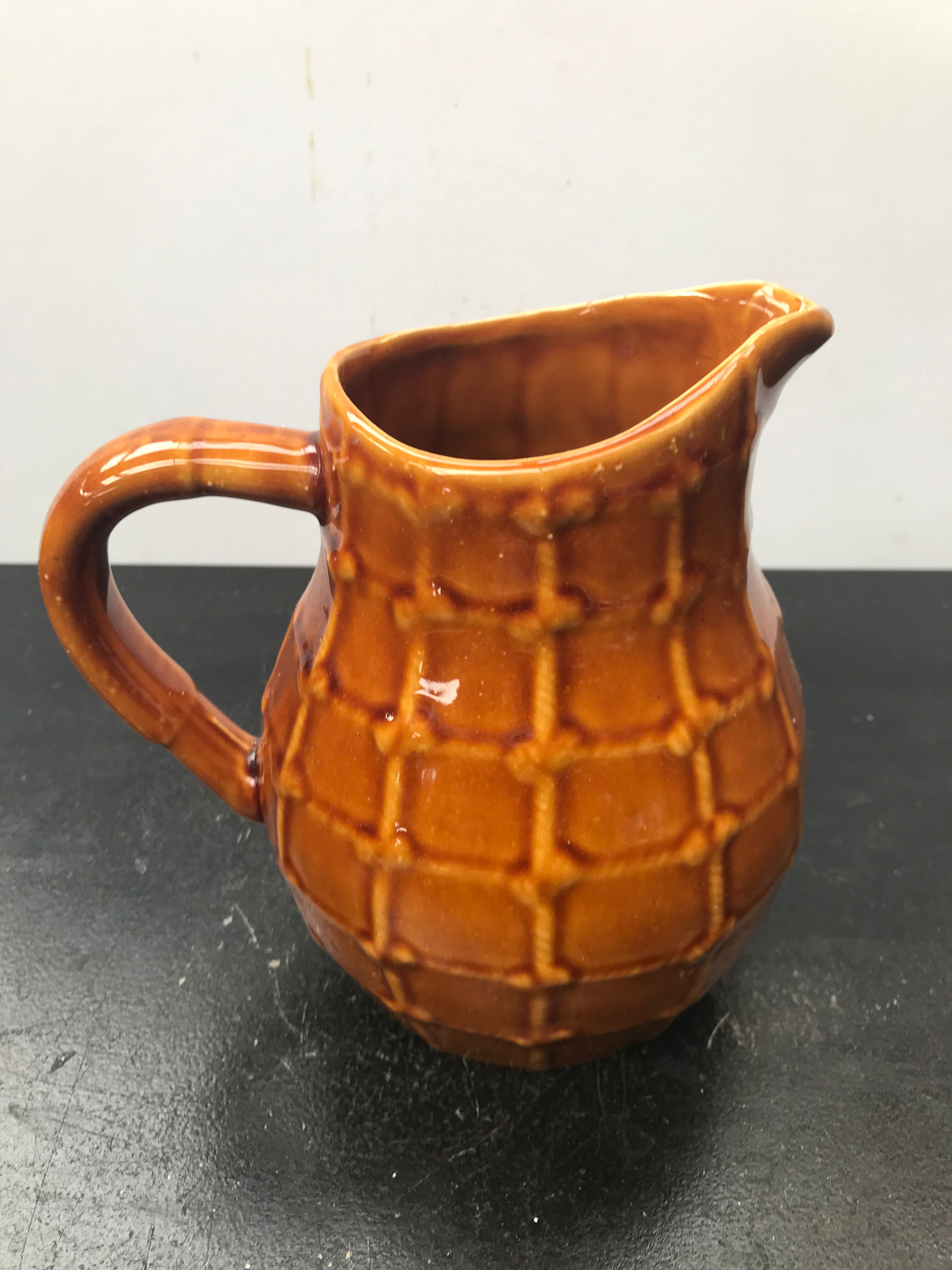 Former pitcher St Clement ceramics marron gaufré made in france vintage