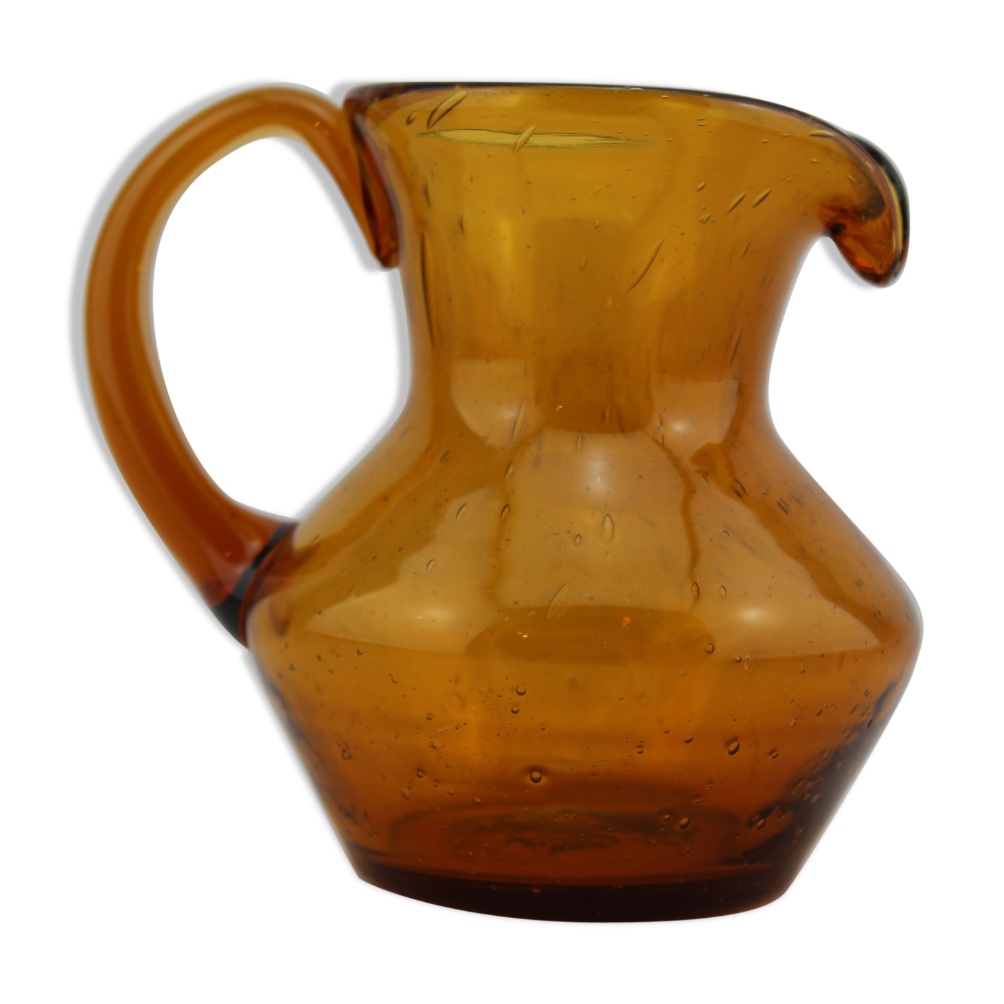 Orange pitcher Biot bubble glass