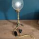 Bedside lamp living room globe glass sandblasted base brass old vintage dp 0322015
