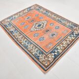 5x7 Pumpink Orange & Blue Turkish Rug, 154x203Cm