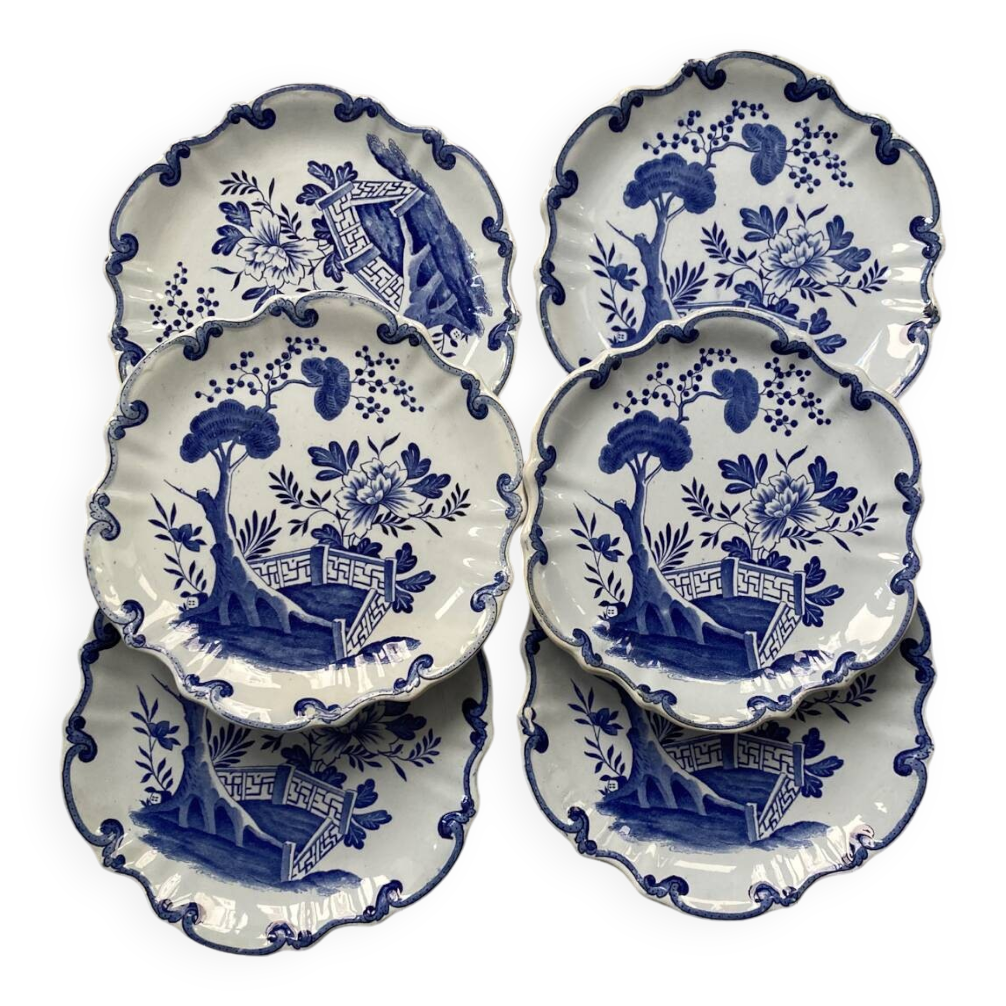 Set of 6 iron earth plates Creil & Montereau