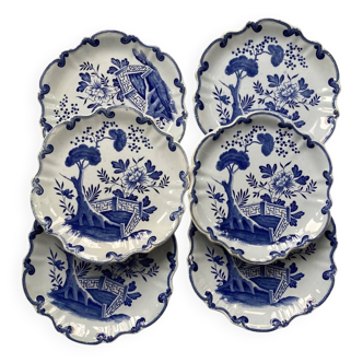Set of 6 iron earth plates Creil & Montereau
