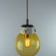 Industrial Vintage Mid-Century Modern Amber Glass And Brass Metal Lamp