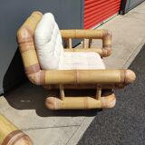 Paire de fauteuils en bambou