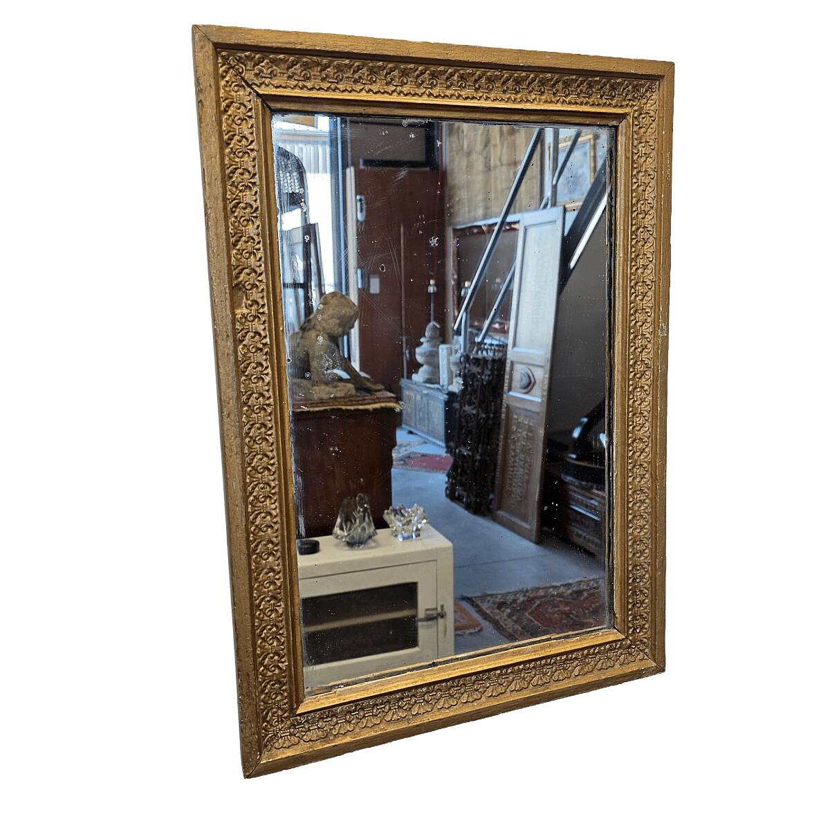 Miroir français ancien avec cadre doré, datant d'environ 1900