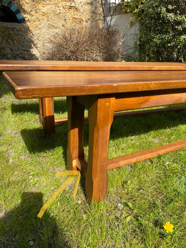 Vintage solid oak bench 220cm