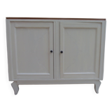 Vintage beige sideboard, oak top.