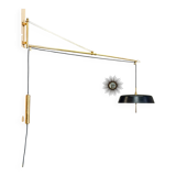 Antique Italian design Stilnovo brass and vintage metal gallows lamp