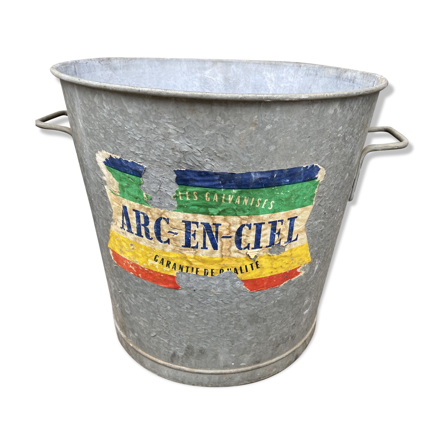 Vintage galvanized zinc laundry basin 1950