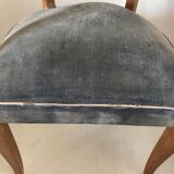 Armchair bridge mustache in blue gray velvet