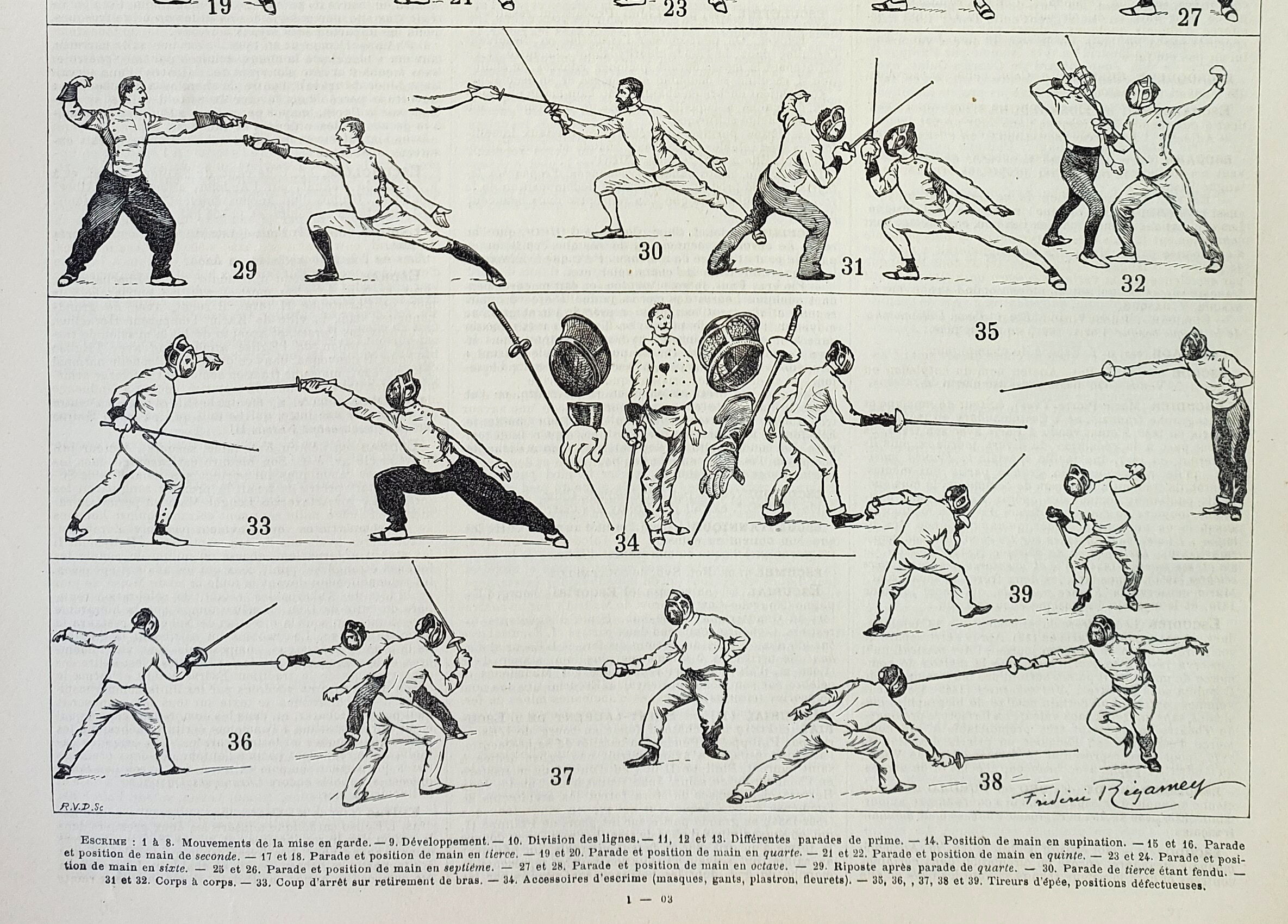 Engraving • Fencing, fighting, sport, sword • Original and vintage poster from 1898