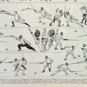 Gravure • Escrime, combat, sport, épée • Affiche originale et vintage de 1898
