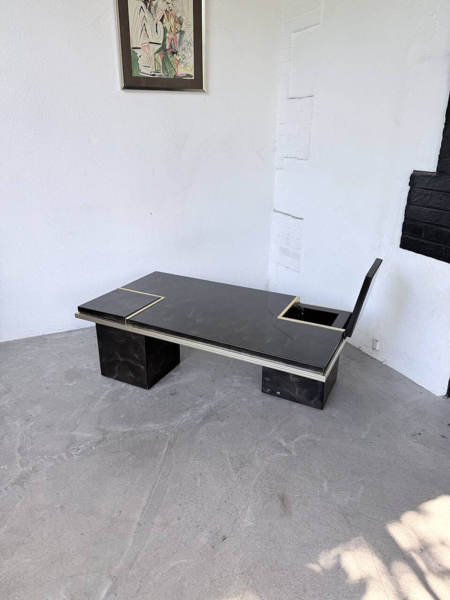 "Rizzo" lacquered and brass coffee-bar table from the 1970s.