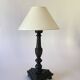 Duo wooden lamps, new 2 M fabric cables, lampshades