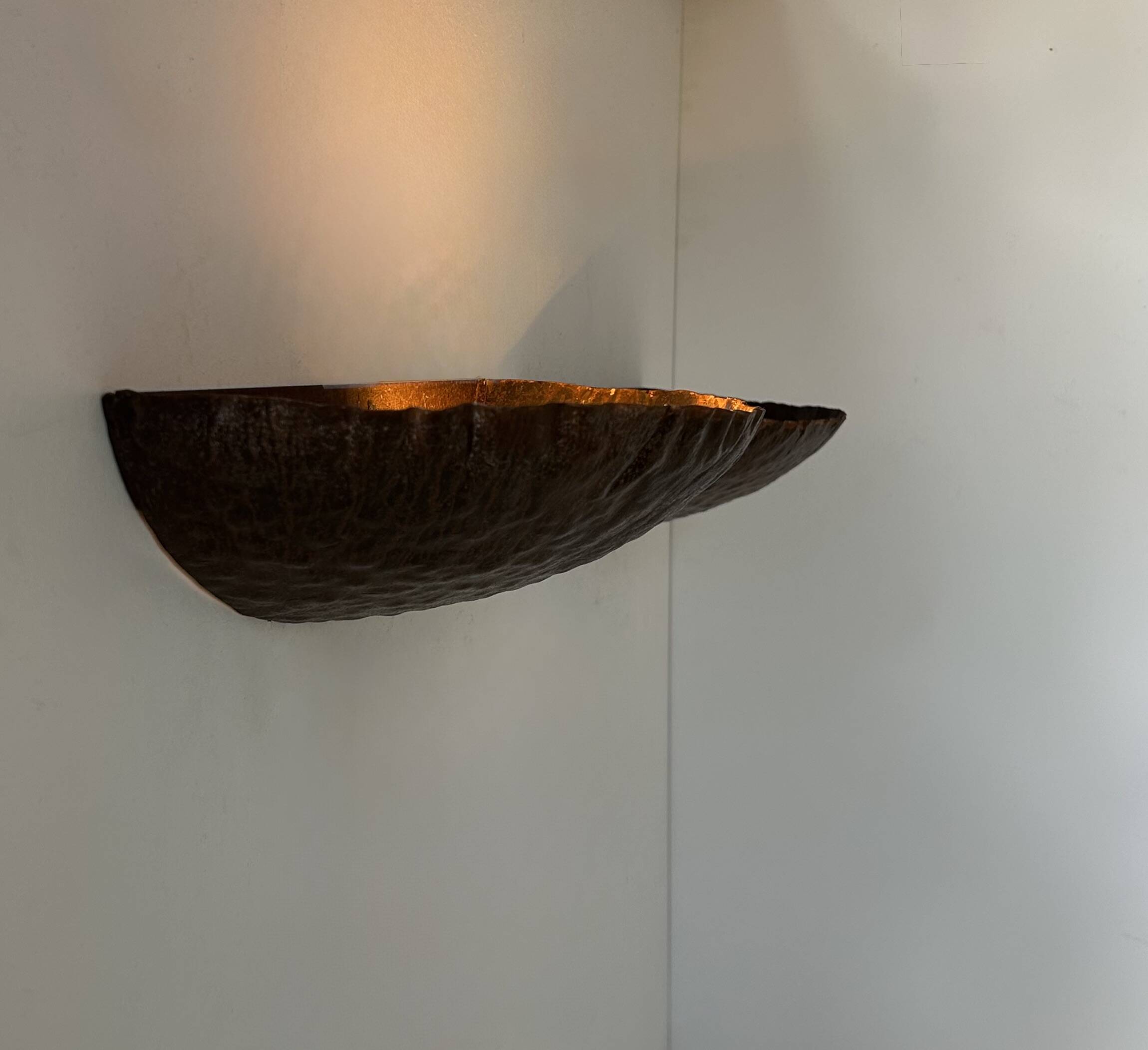 Paire d'appliques vintage, métal rouillé traité, France, 1980