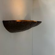 Pair of vintage wall lights, treated rusted metal, France, 1980