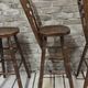 3 vintage wooden bar stools from the 60s/70s with a bistro spirit.