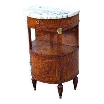Antique Louis XVI style half-moon bedside table, occasional furniture