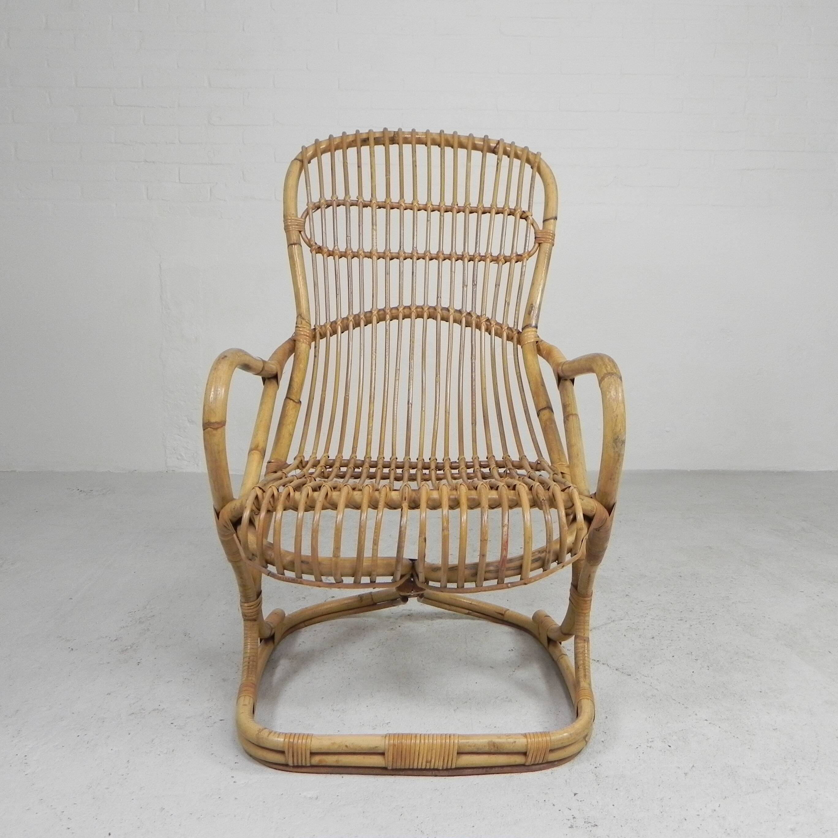 Bamboo armchair by Tito Agnoli, 1960s