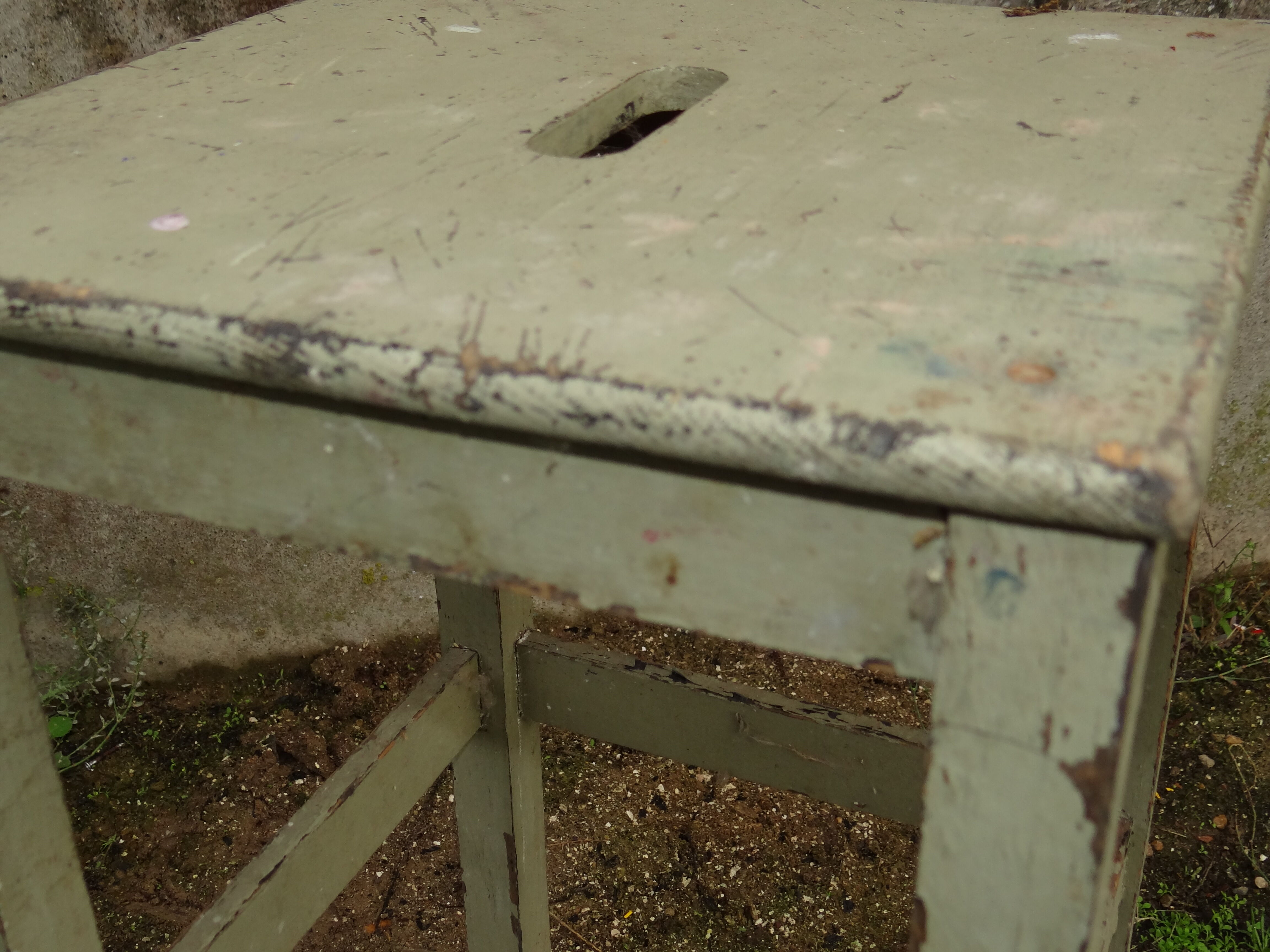 40-50 year workshop stool beautiful patina