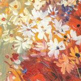 Mid-Century Bouquet of Flowers, Oil on Canvas, 33 x 43 cm