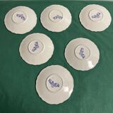 Set of 6 cups and under cups Lancaster Sarreguemines ceramic decorations flowers