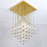 Venini mid century italian flushmount murano glass bubbles and brass chandelier