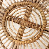 Tabouret en rotin du milieu du siècle, années 1960