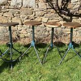 6 adjustable industrial workshop stools, 50s/60s