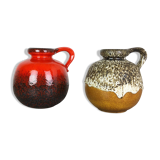 Ensemble de deux vases fat  Lava "484-21" fabriqués par Scheurich Allemagne 1970s