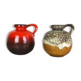 Set of Two Pottery Fat Lava Vases Model "484-21" Made by Scheurich Germany 1970s