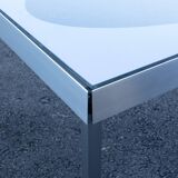Glass coffee table with brushed aluminum legs, 1970