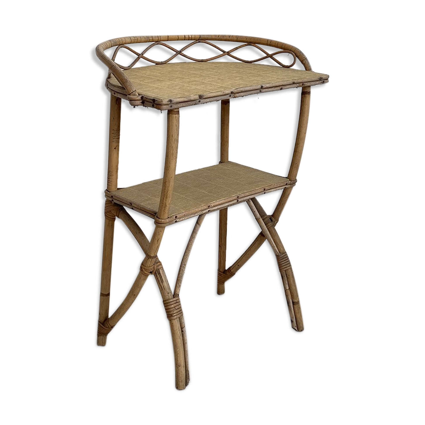 Bedside table in vintage rattan 60's