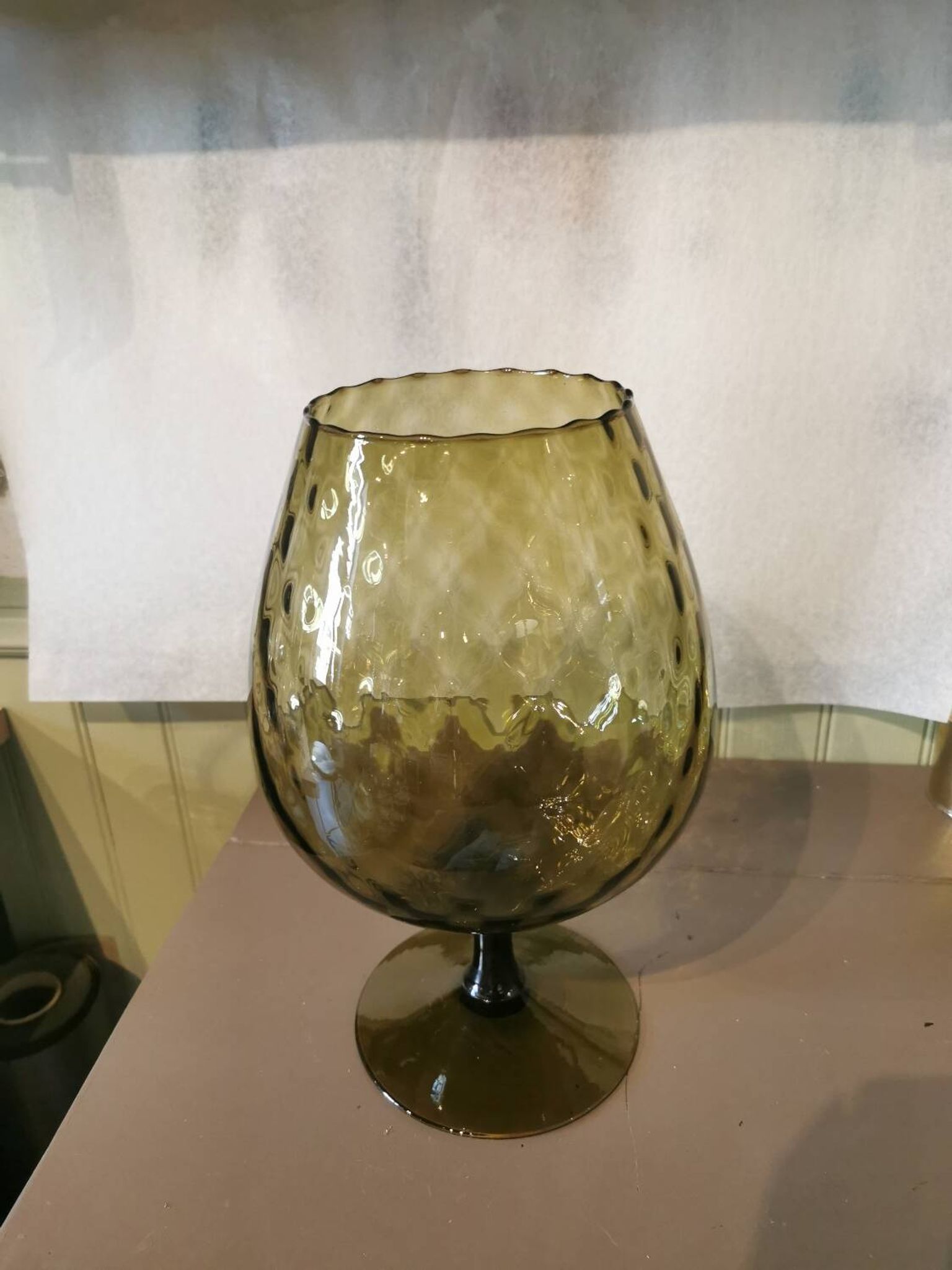 Vase tulipe vintage verre ambré