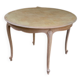 Table ronde extensible Louis XV en chêne massif brut 210cm et marqueterie X