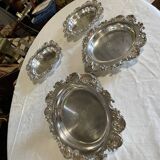 Set of 4 silver metal bottle coasters